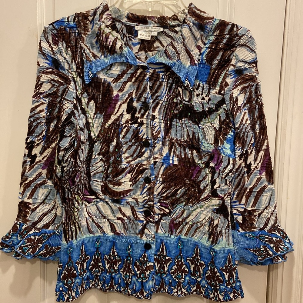 Alberto Makali Button Down Crinkle Shirt